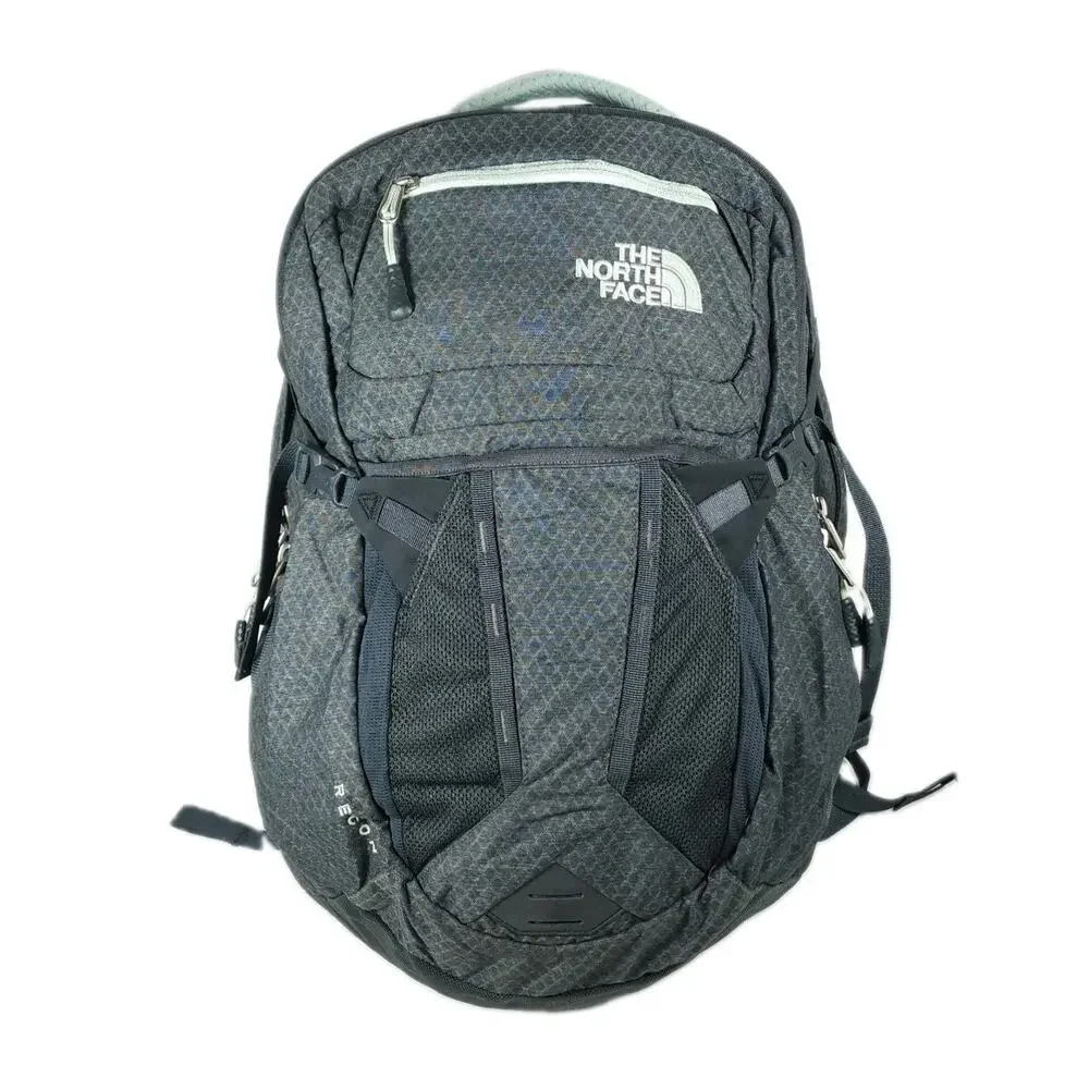 The North Face Recon Gray Blue Padded School Laptop Hiking Outdoor Backpack